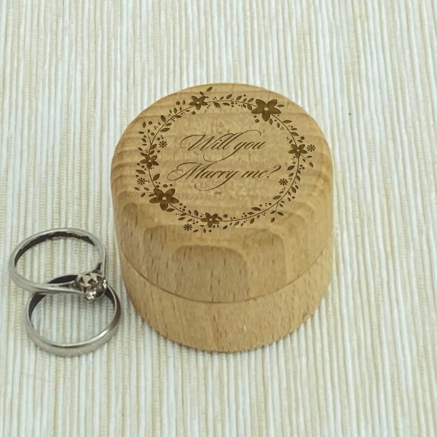 Will You Marry Me Floral Wreath Proposal Box Gift Wedding Engagement Engraved