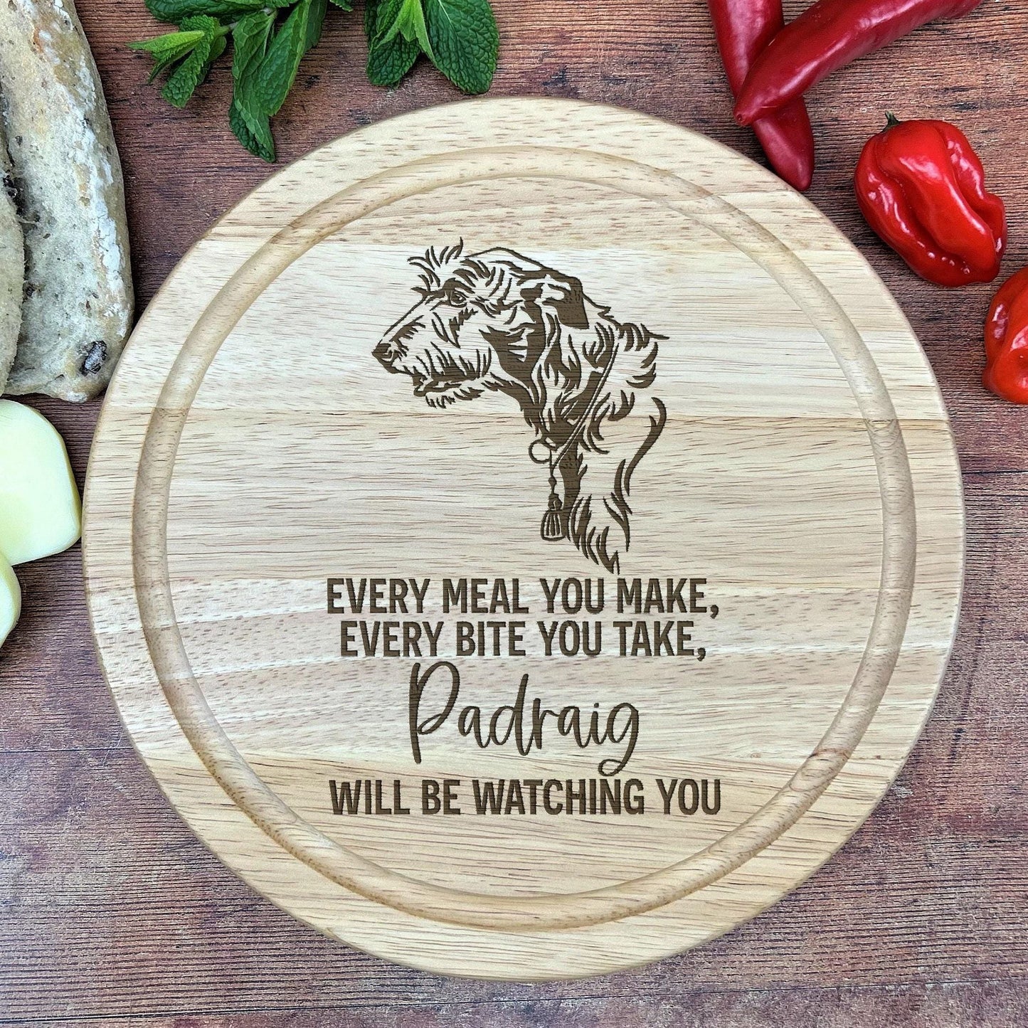 Irish Wolfhound Dog - Personalised Chopping Board