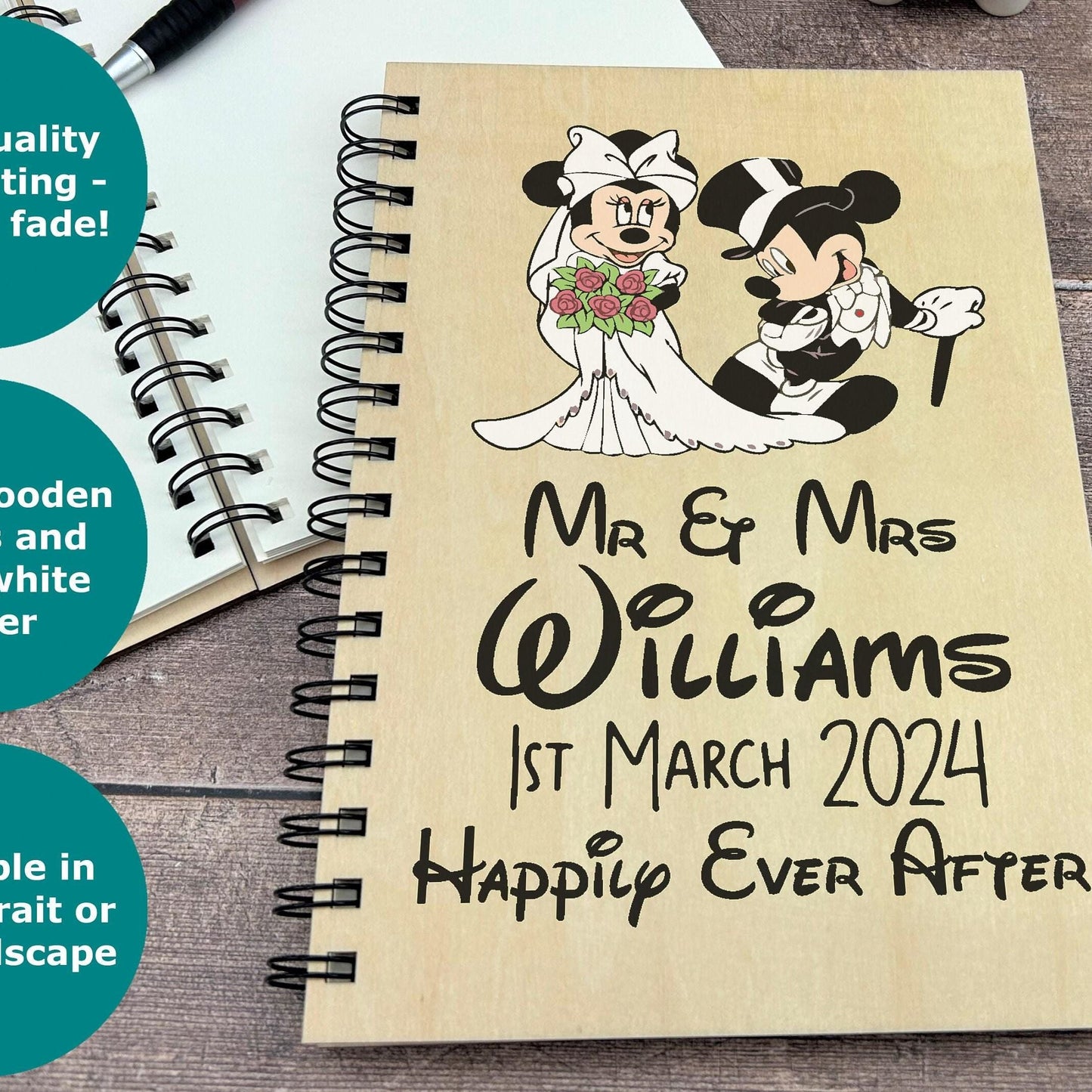 Mickey and Minnie Mouse Mr & Mrs Disney - Personalised Wedding Guest Book