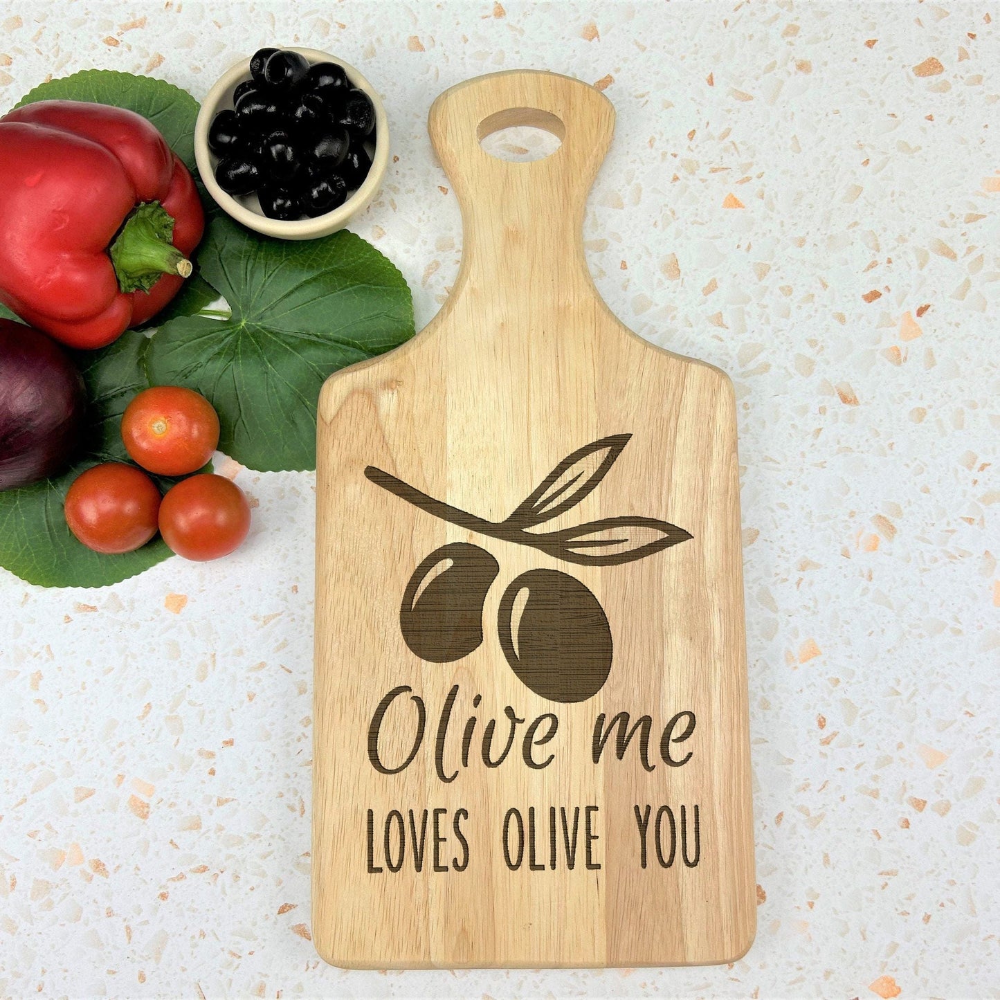 Olive Me Loves You Engraved Wooden Paddle Chopping Board Funny Valentine's Day Kitchen DƩcor Cooking Gift Christmas Gift Birthday Present