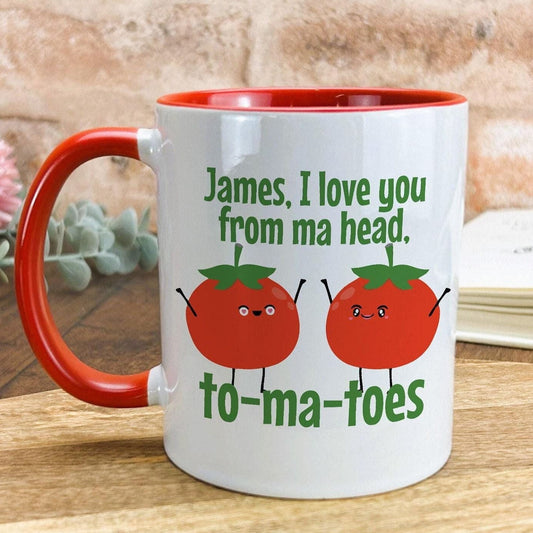 Love You Tomato Personalised Mug Valentine's Day Boyfriend Girlfriend Gift Partner Love