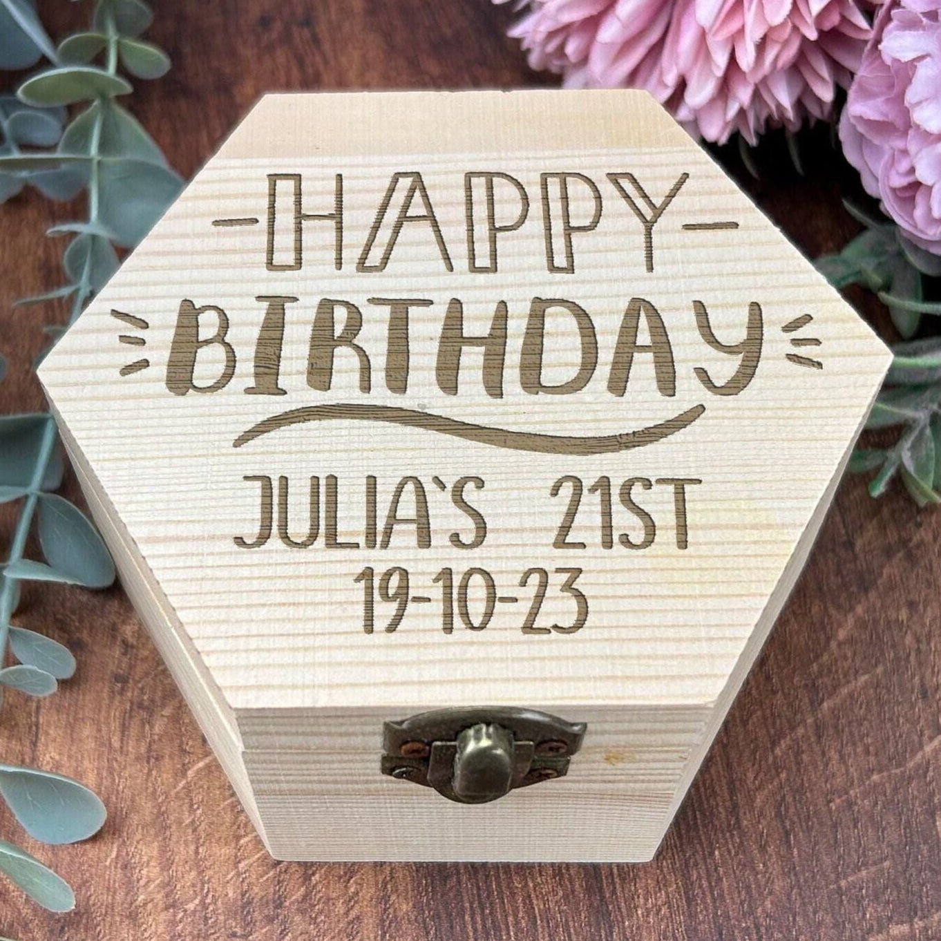 Happy Birthday Engraved Box - Storage / Memory - Wooden Personalised Gift