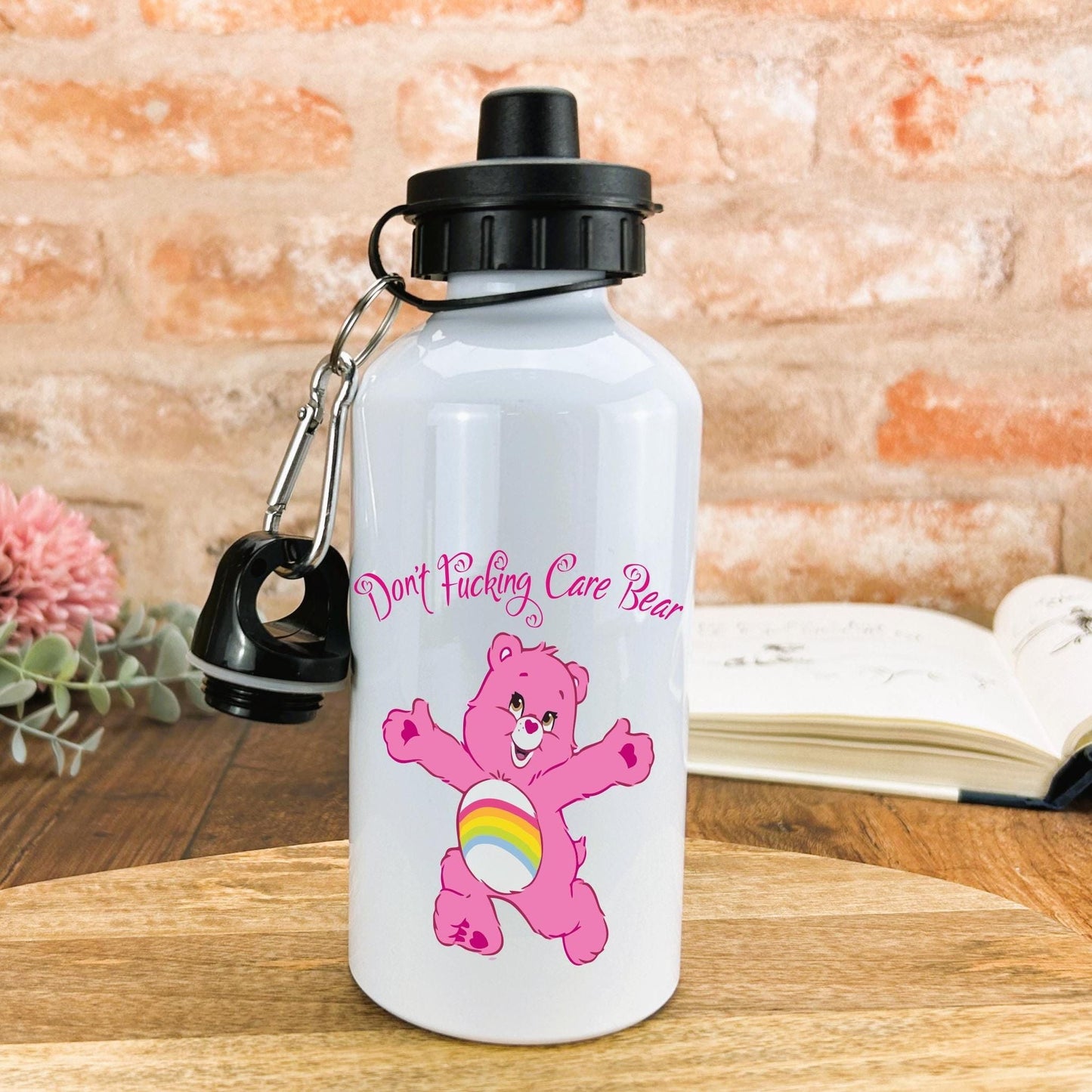 Care Bear "I Don't Care Bear/ F***** Care Personalised Water Drink Bottle