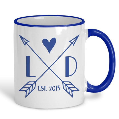 Arrows Initials Date Personalised Valentine's Day Ceramic Mug