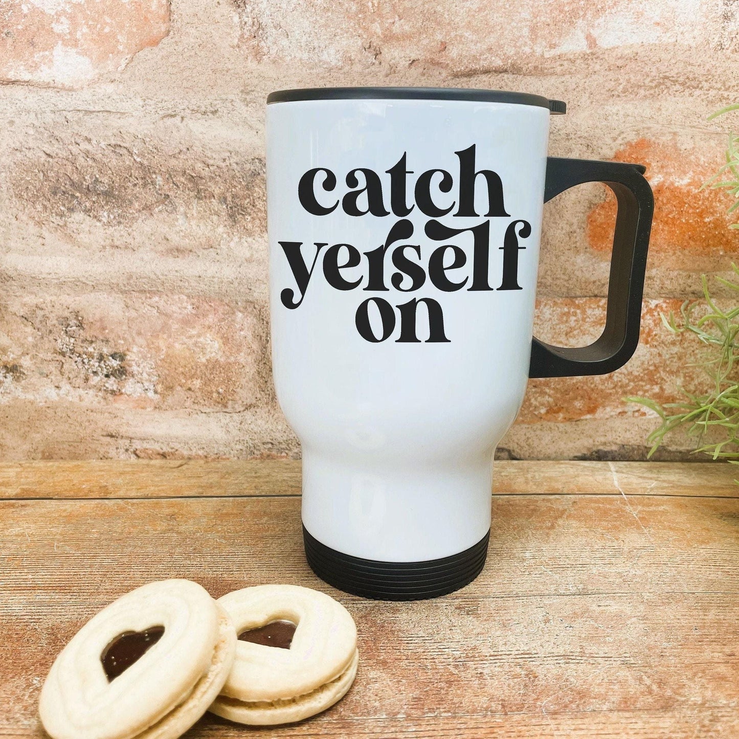 Catch Yerself On - Northern Ireland Dialect - Personalised Travel Mug
