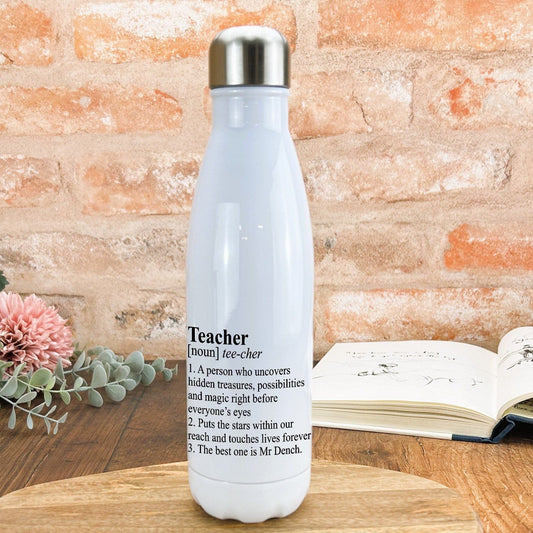 Teacher Dictionary Definition Personalised Message End of School Gift Water Bottle PGCE