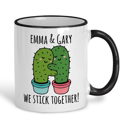 We Stick Together Cactus Pun Funny Personalised Valentine's Day Ceramic Mug