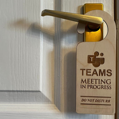 Teams Microsoft Meeting in Progress Do Not Disturb Engraved Wooden Door Hanger Working From Home Office Christmas Gift Birthday Present