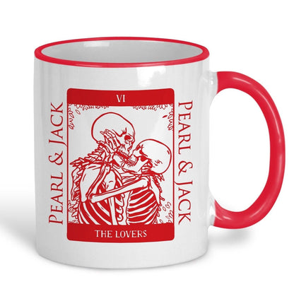 The Lovers Tarot Card Love Skeleton Personalised Mug Valentine's Day Boyfriend Girlfriend Gift