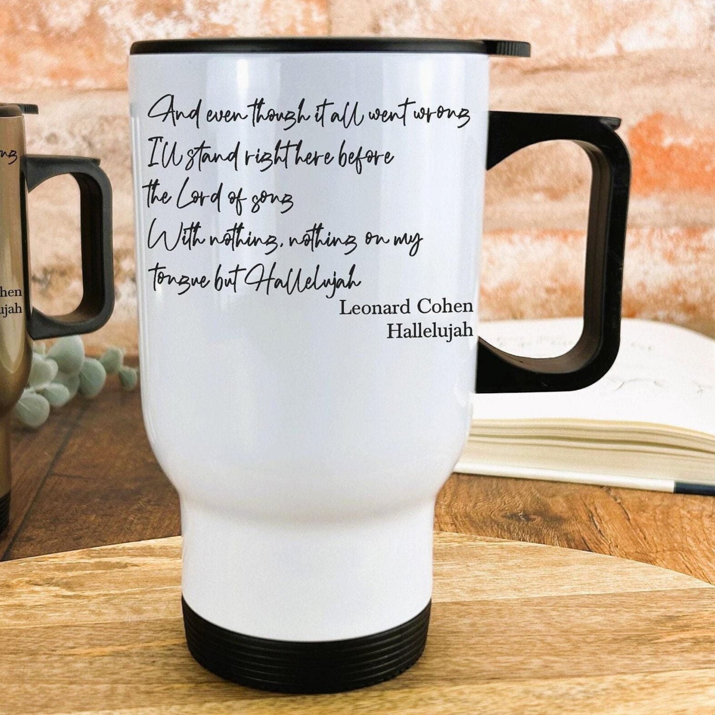 Leonard Cohen Hallelujah Travel Mug Personalised Gift