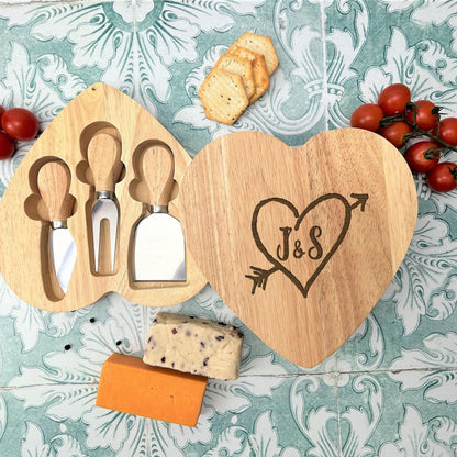 Heart Arrow Valentine's Day Heart Shape Cheese Board Set - Personalised Gift