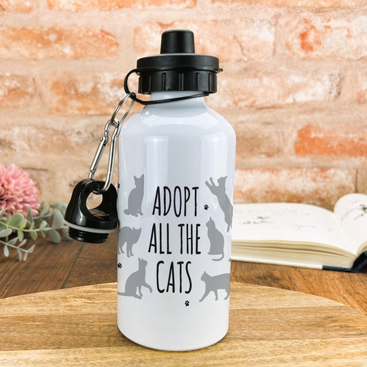 Adopt all the Cats Water Bottle Personalised Gift