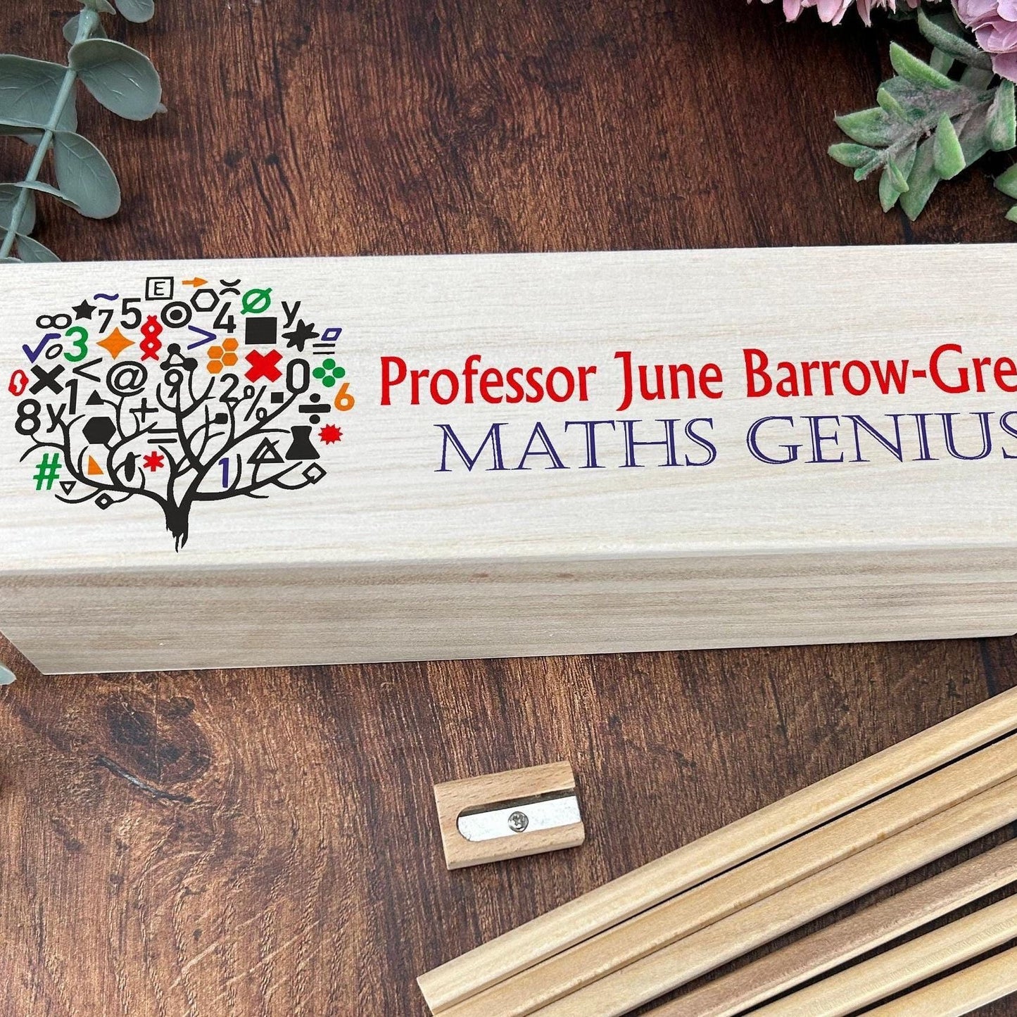Maths Genius - Printed Personalised Wooden Box - Teacher End of Term Gift