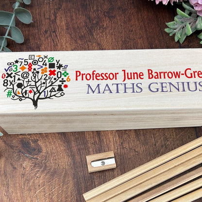 Maths Genius - Printed Personalised Wooden Box - Teacher End of Term Gift