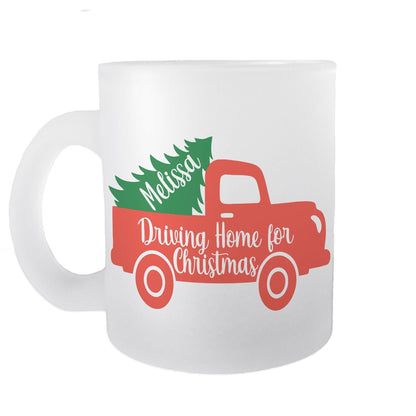 Driving Home For Christmas Personalised Frosted Glass Mug Secret Santa Gift XMAS Stocking Filler