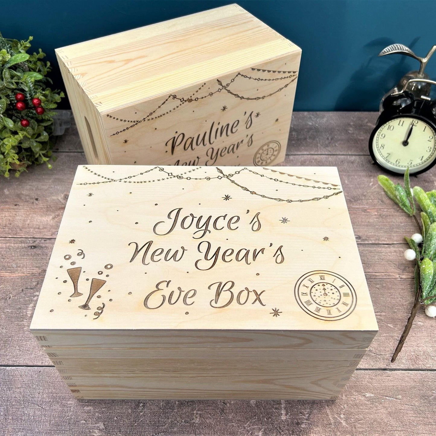 New Years Day Eve Hamper Gift Treats Personalised Box Family Gift Festive Winter