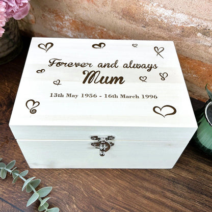 Hearts Wooden Memory Box Personalised Gift