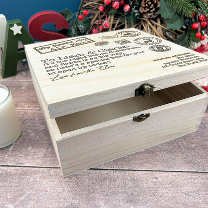 Letter From Santa and Elves Wooden Personalised Christmas Eve Box