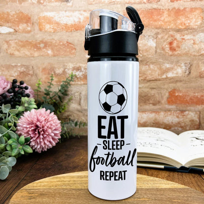 Eat Sleep Football Repeat Exercise Training Gift Hydration Gym Fitness Flip Cap Water Bottle