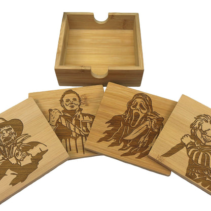 Horror Movie Characters Coaster Set Home Décor House Warming Gift Michael Myers Freddie Kruger Chucky Scream Christmas Gift Birthday Present