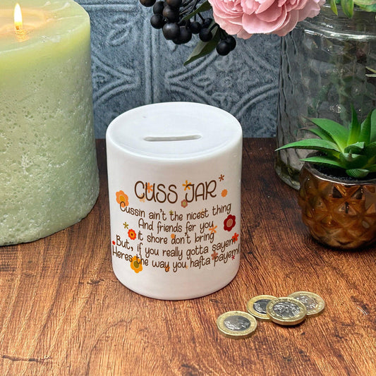 Cuss Jar Money Box - Retro Vintage Design 70s - No Swearing - Personalised Gift