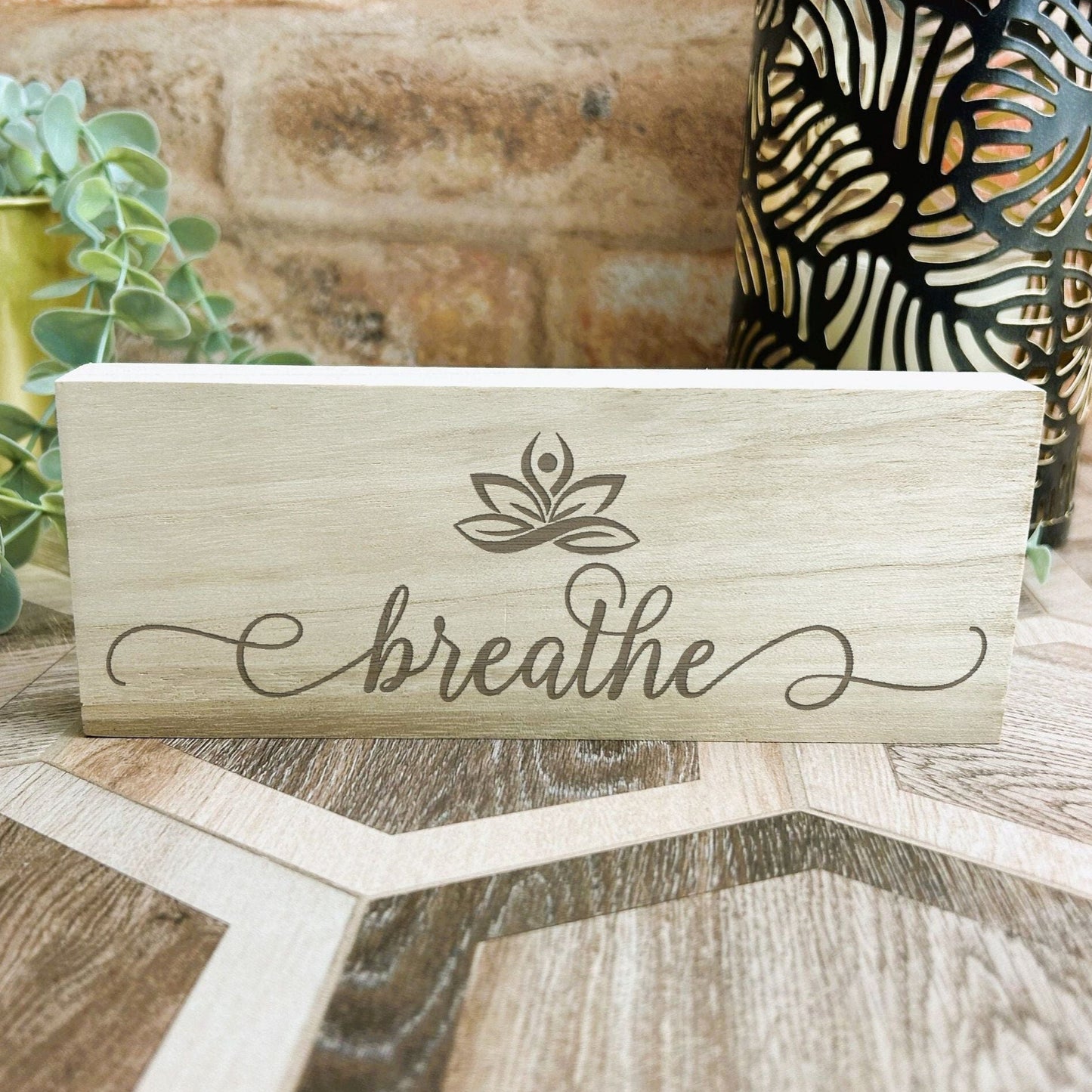 Breathe Lotus Flower Yoga Wall Plaque Decor Positivity Gift
