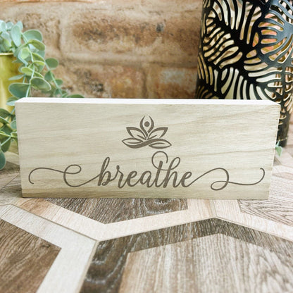 Breathe Lotus Flower Yoga Wall Plaque Decor Positivity Gift