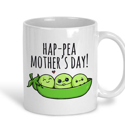 Hap-Pea Mother's Day Pun Funny Personalised Ceramic Mug