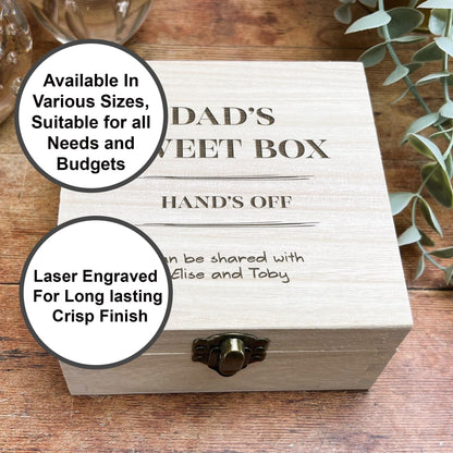 a wooden box with two labels on it