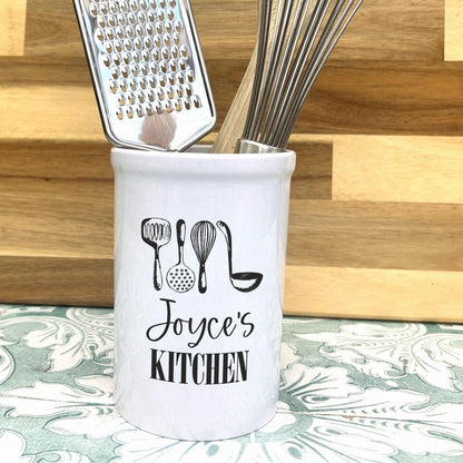 Kitchen Cooking Utensils Holder - Cutlery Pot - Personalised Gift Housewarming
