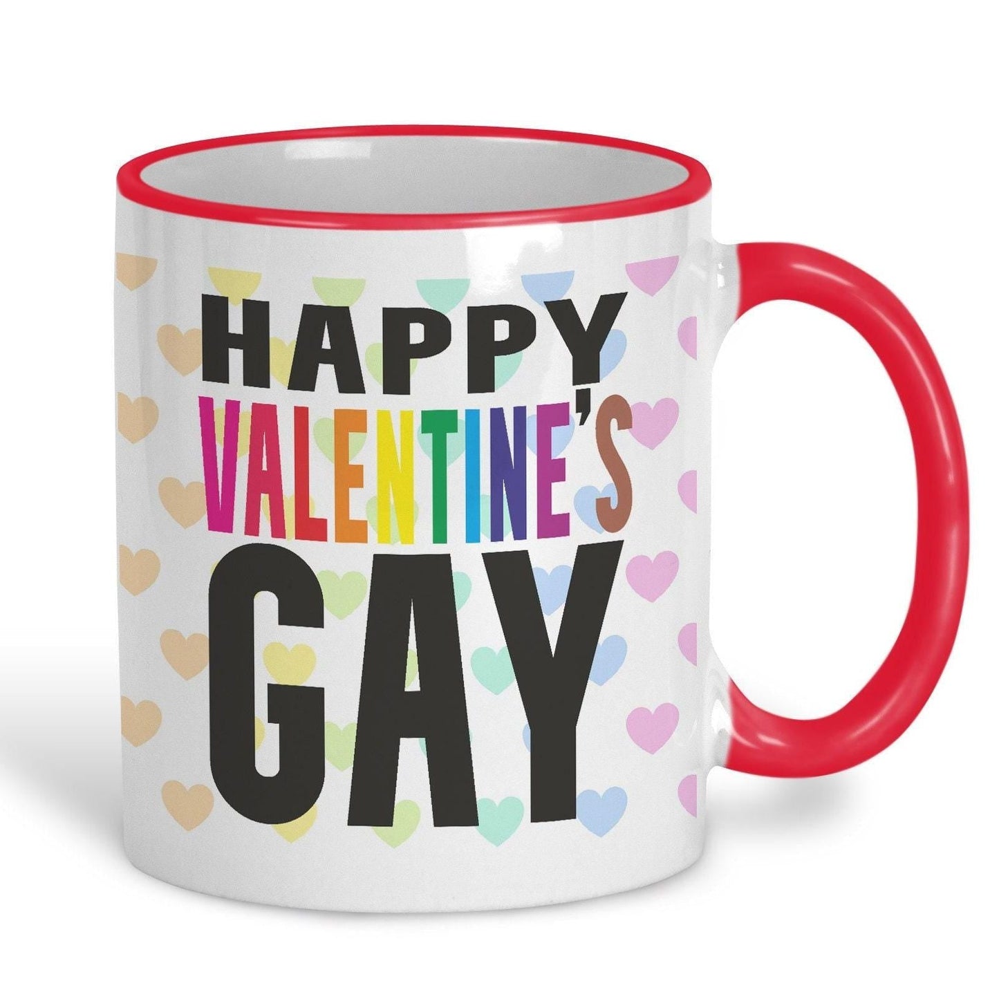 Happy Valentine's Gay LGBTQ+ Pride Rainbow Flag Personalised Mug