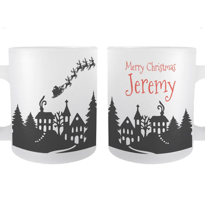 Town Silhouette Christmas Mug Personalised Frosted Glass Secret Santa Gift XMAS Stocking Filler
