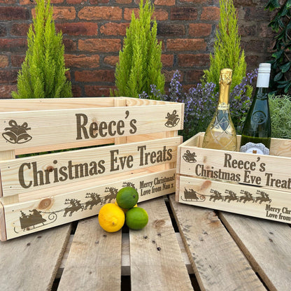 Christmas Eve Treats 24th December - Couple or Family Personalised Wooden Crate Hamper Gift