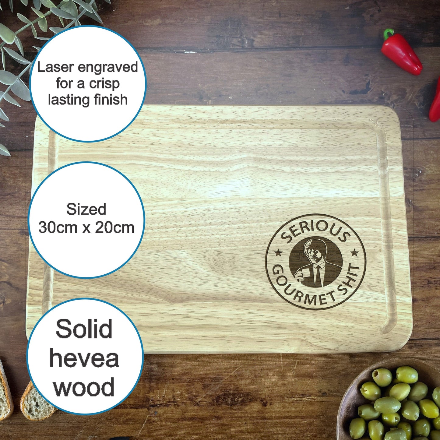 a close up of a cutting board on a table