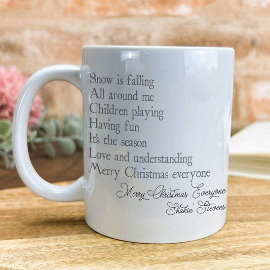 Merry Christmas Everyone Shakin' Stevens Christmas Song Lyrics Personalised Ceramic Mug