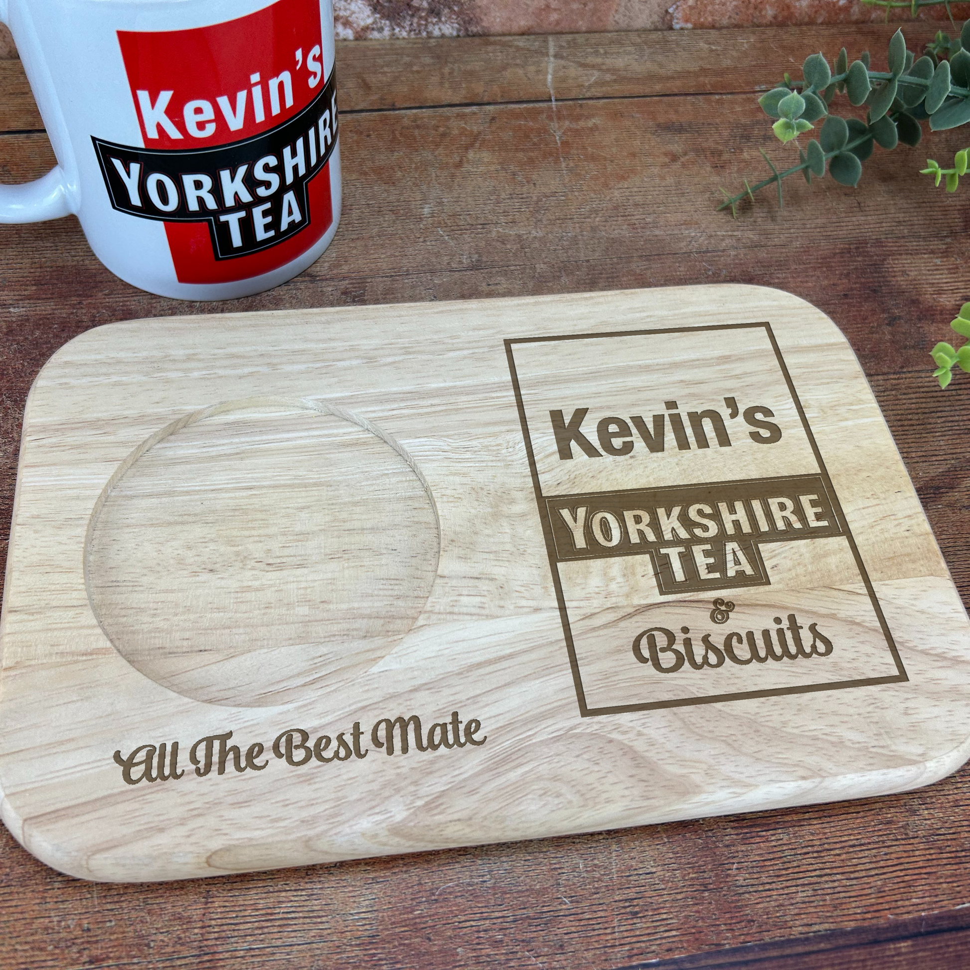 a wooden coaster with a picture of a tea cup on it