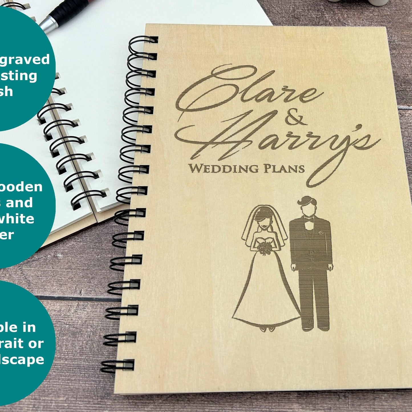 Wedding Plans Personalised Bride and Groom Planner - Engagement Gift