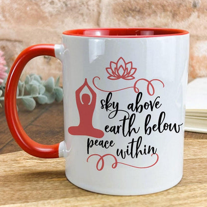 Sky Earth Peace Within White Yoga Personalised Coffee Tea Mug
