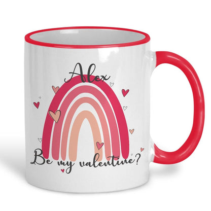 Be My Valentine Rainbow Personalised Valentine's Day Ceramic Mug