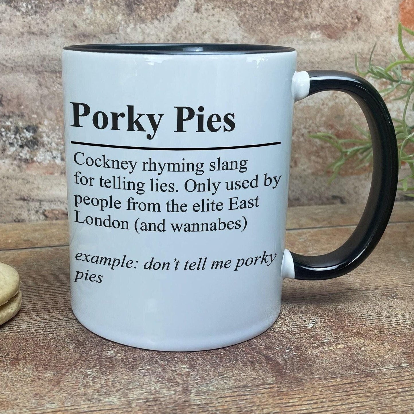 Porky Pies Definition - Cockney Rhyming Slang Dialect - Personalised Ceramic Mug