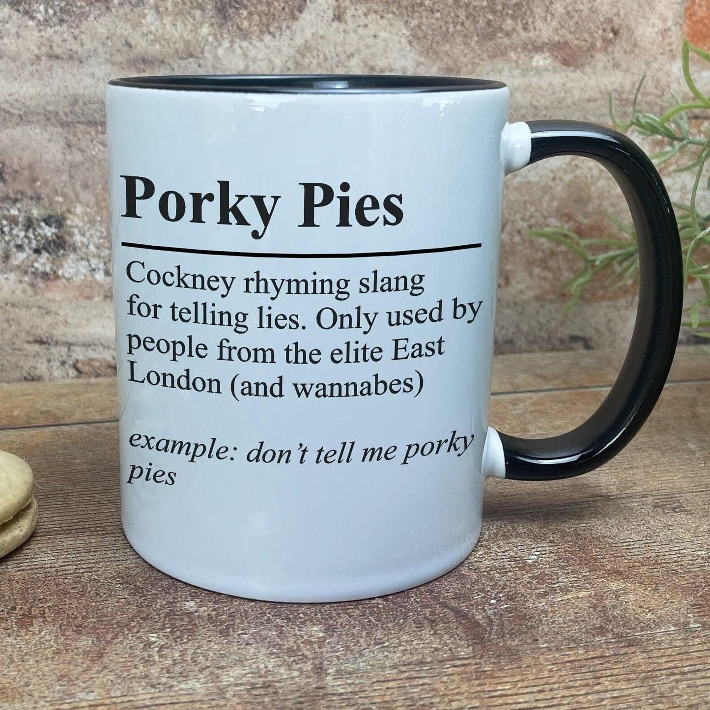 Porky Pies Definition - Cockney Rhyming Slang Dialect - Personalised Ceramic Mug