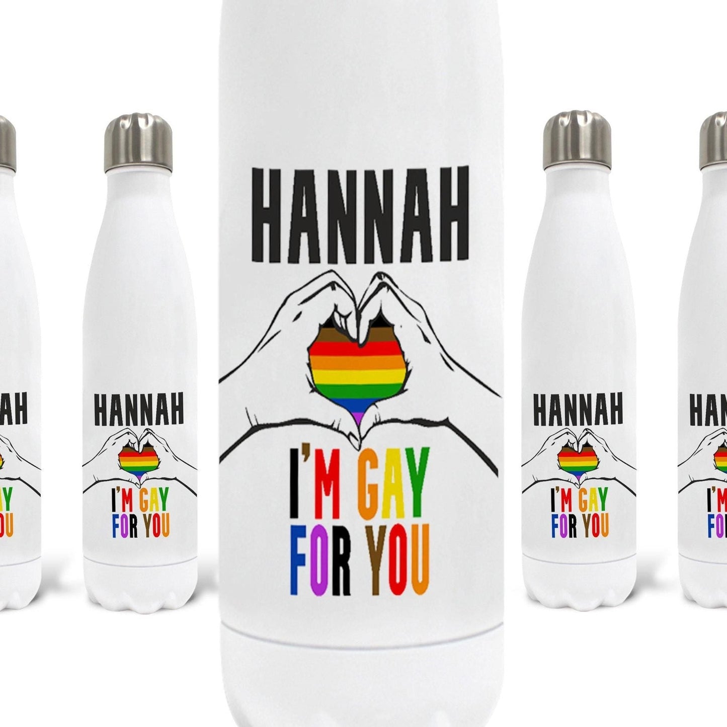I'm Gay For You LGBTQ+ Pride Rainbow Flag Personalised Water Bottle Valentine's Day Boyfriend Girlfriend Gift Partner Love