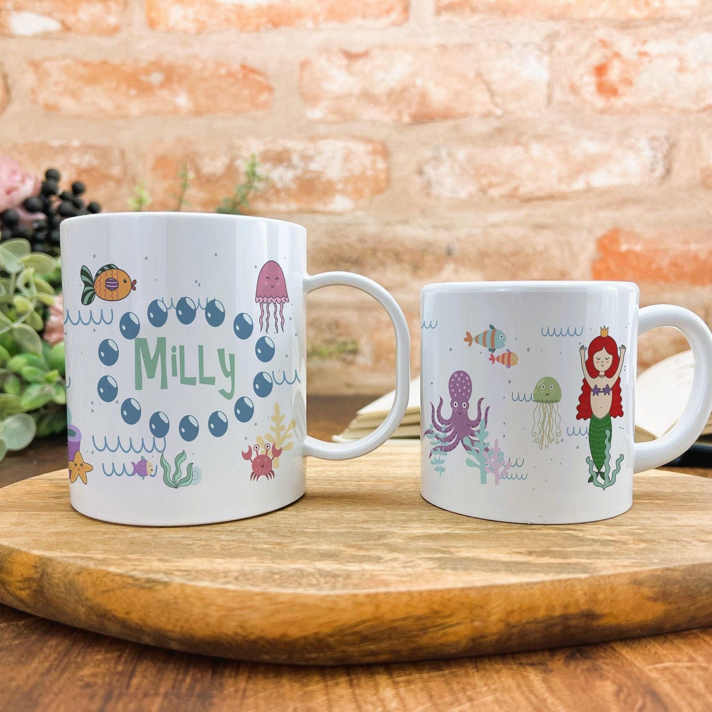 Mermaid Under The Sea Ariel Children's Personalised Mug Unbreakable 6oz Kids Toddler Child Safe Proof