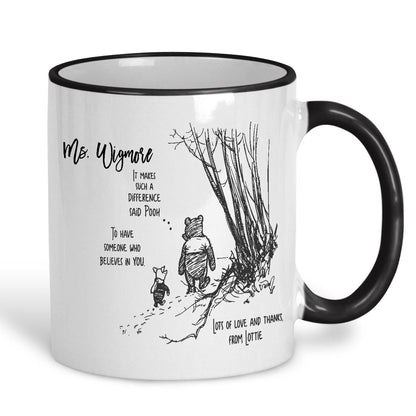 Pooh Bear & Piglet It Makes Such A Difference Disney Teacher Personalised Mug