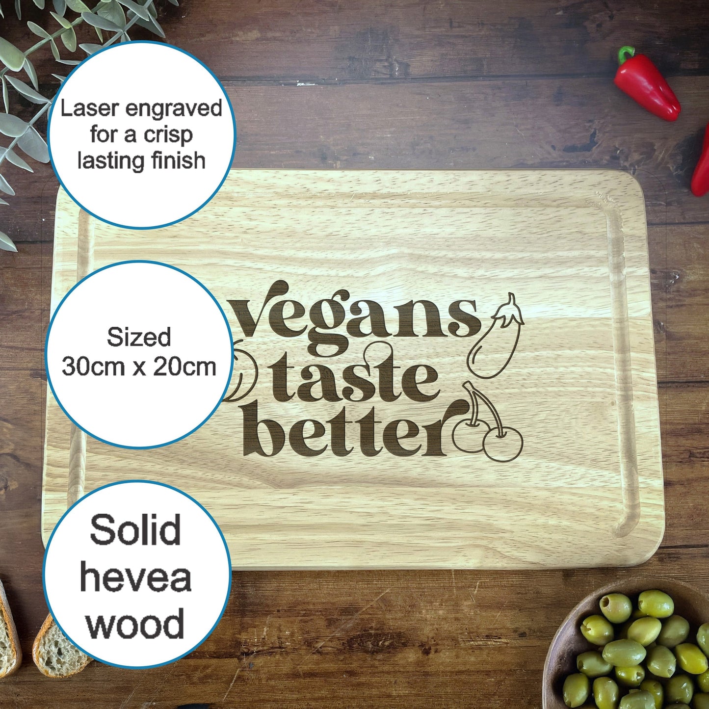 a cutting board with the words vegans taste better on it