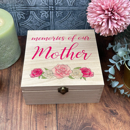 Rose Printed Wooden Memory Box Personalised Mother's Day Gift