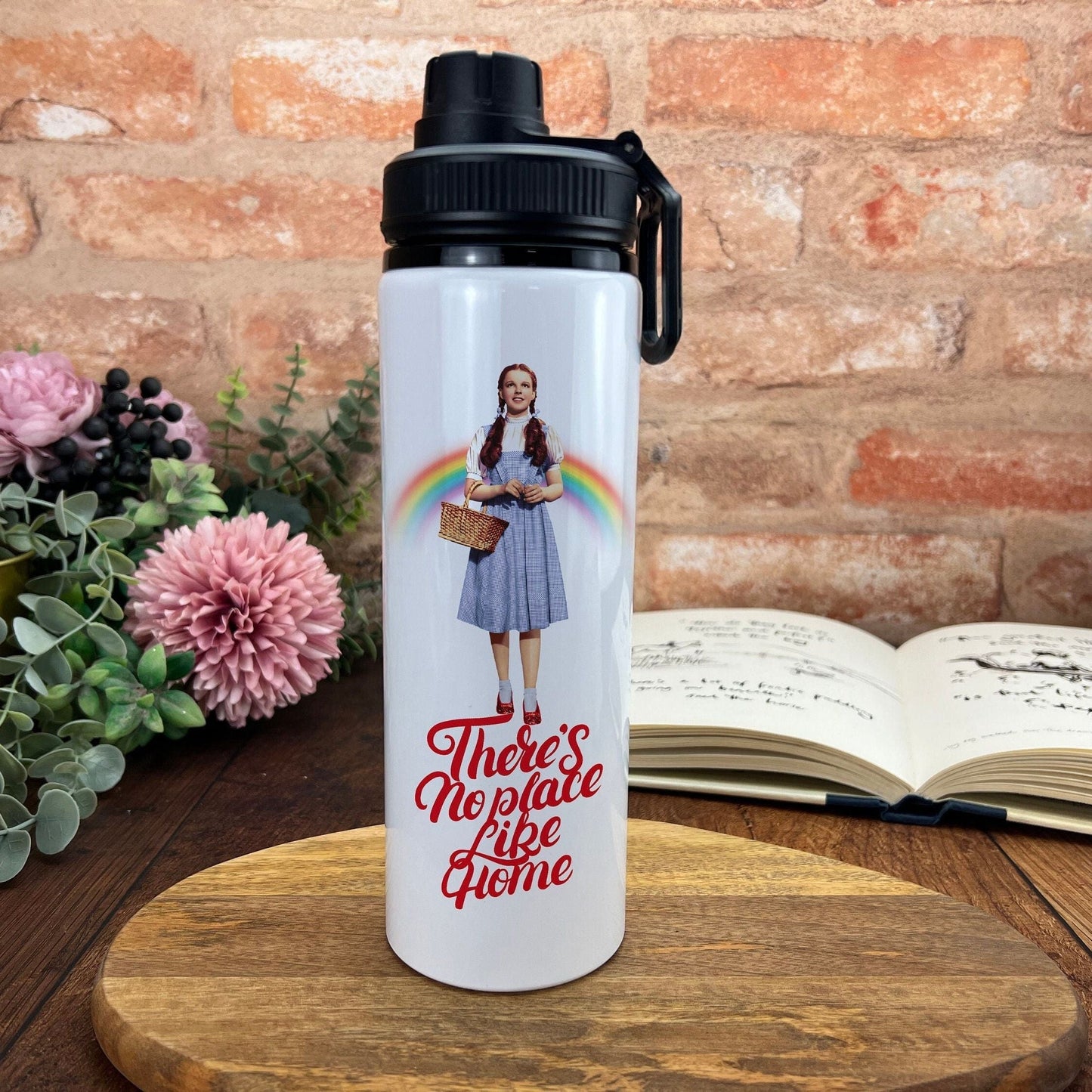 Wizard of Oz No Place Like Home Judy Garland Dorothy Movie Film Quote Poster Water Bottle Screw Cap Gift