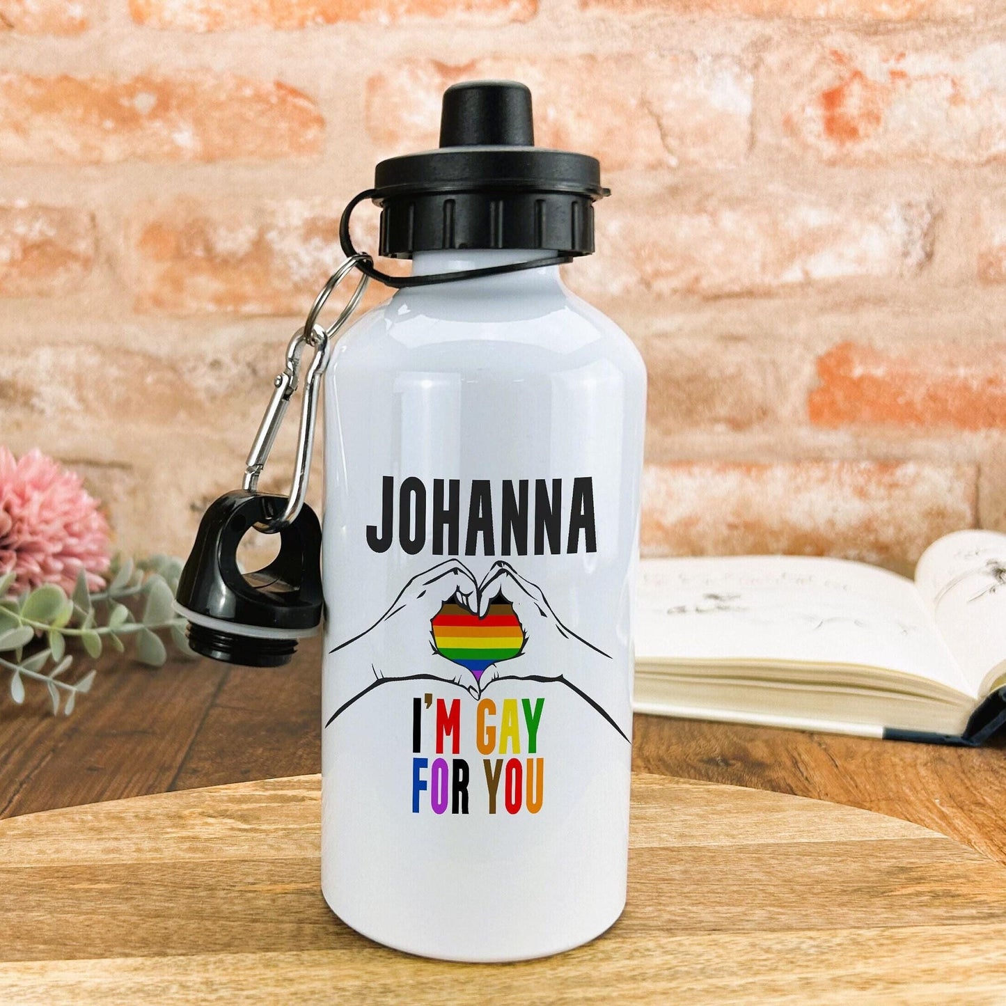 I'm Gay For You LGBTQ+ Pride Rainbow Flag Personalised Water Bottle Valentine's Day Boyfriend Girlfriend Gift Partner Love
