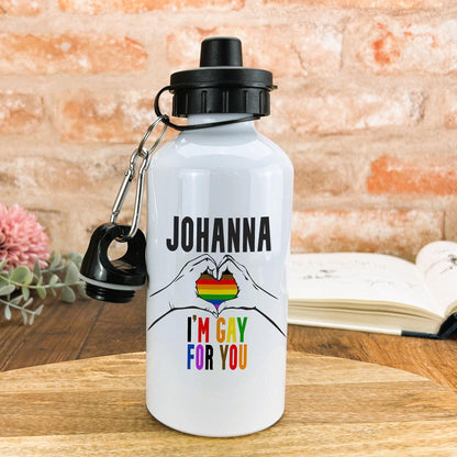 I'm Gay For You LGBTQ+ Pride Rainbow Flag Personalised Water Bottle Valentine's Day Boyfriend Girlfriend Gift Partner Love