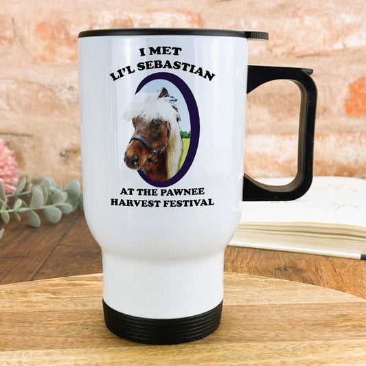 I Met Li'l Sebastian Parks and Recreation TV Show Travel Mug Personalised Gift